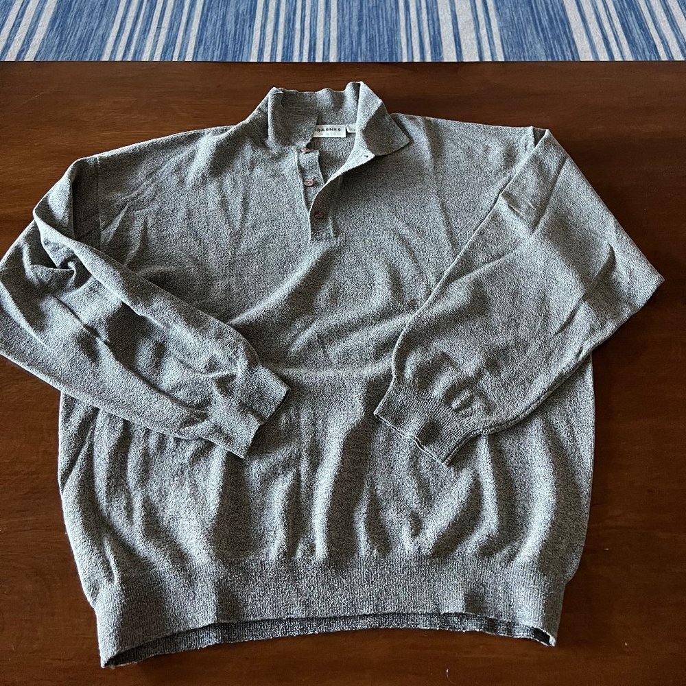 Grey Jhane Barnes XL Wool and Nylon Polo Sweater.